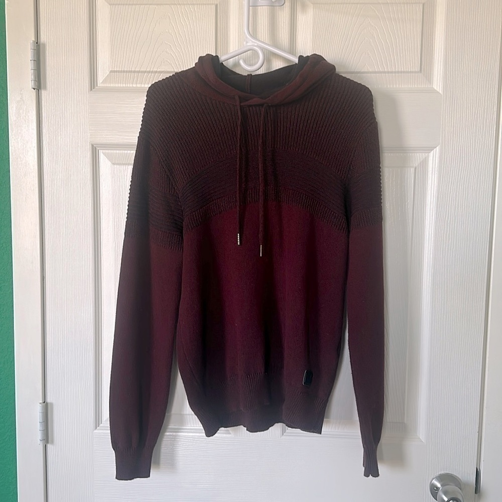 Nick Danger Burgundy Hooded Knit Sweater Men's Size L